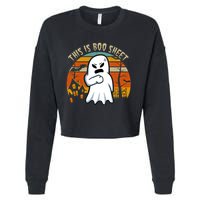 This Is Boo Sheet Ghost Spooky Sunset Funny Cropped Pullover Crew