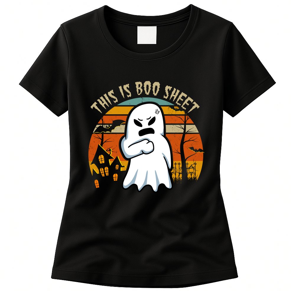 This Is Boo Sheet Ghost Spooky Sunset Funny Womens T-Shirt