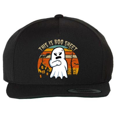 This Is Boo Sheet Ghost Spooky Sunset Funny Wool Snapback Cap