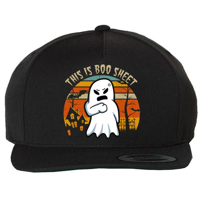 This Is Boo Sheet Ghost Spooky Sunset Funny Wool Snapback Cap