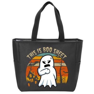 This Is Boo Sheet Ghost Spooky Sunset Funny Zip Tote Bag