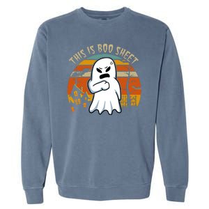 This Is Boo Sheet Ghost Spooky Sunset Funny Garment-Dyed Sweatshirt