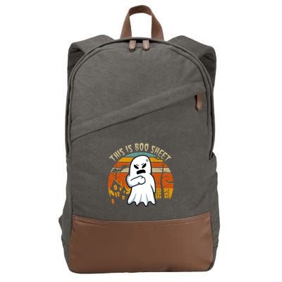This Is Boo Sheet Ghost Spooky Sunset Funny Cotton Canvas Backpack