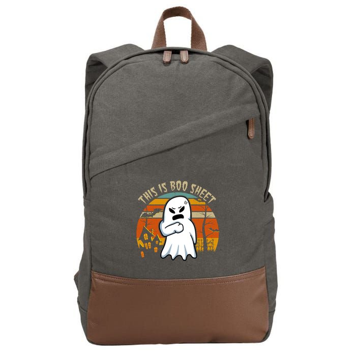 This Is Boo Sheet Ghost Spooky Sunset Funny Cotton Canvas Backpack