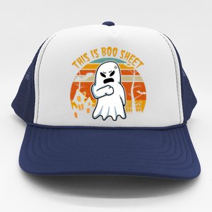 This Is Boo Sheet Ghost Spooky Sunset Funny Trucker Hat