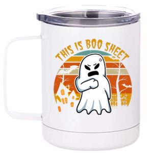 This Is Boo Sheet Ghost Spooky Sunset Funny 12 oz Stainless Steel Tumbler Cup