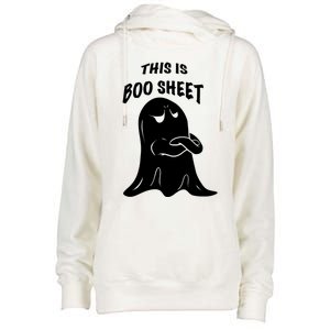 This Is Boo Sheet Funny Halloween Ghost Costume Gift Womens Funnel Neck Pullover Hood