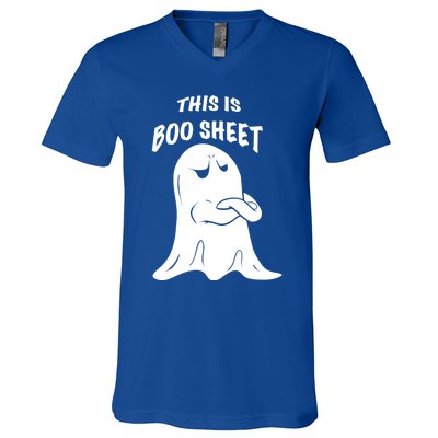 This Is Boo Sheet Funny Halloween Ghost Costume Gift V-Neck T-Shirt