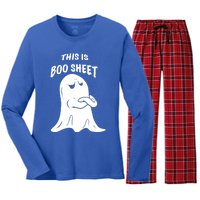 This Is Boo Sheet Funny Halloween Ghost Costume Gift Women's Long Sleeve Flannel Pajama Set 