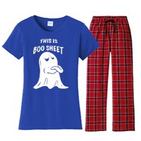 This Is Boo Sheet Funny Halloween Ghost Costume Gift Women's Flannel Pajama Set