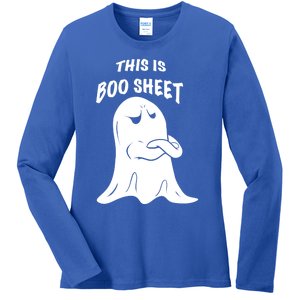 This Is Boo Sheet Funny Halloween Ghost Costume Gift Ladies Long Sleeve Shirt