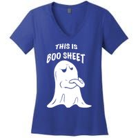 This Is Boo Sheet Funny Halloween Ghost Costume Gift Women's V-Neck T-Shirt