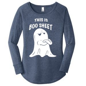 This Is Boo Sheet Funny Halloween Ghost Costume Gift Women's Perfect Tri Tunic Long Sleeve Shirt