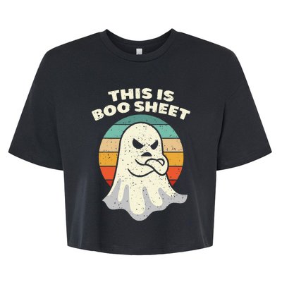 This Is Boo Sheet Ghost Retro Halloween Costume Men Women Bella+Canvas Jersey Crop Tee