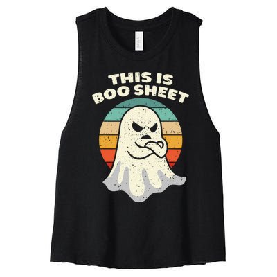 This Is Boo Sheet Ghost Retro Halloween Costume Men Women Women's Racerback Cropped Tank