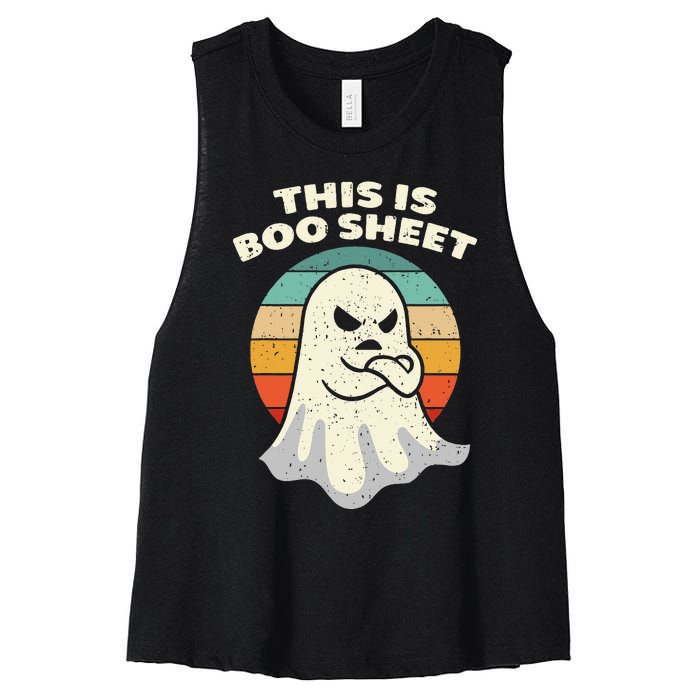 This Is Boo Sheet Ghost Retro Halloween Costume Men Women Women's Racerback Cropped Tank