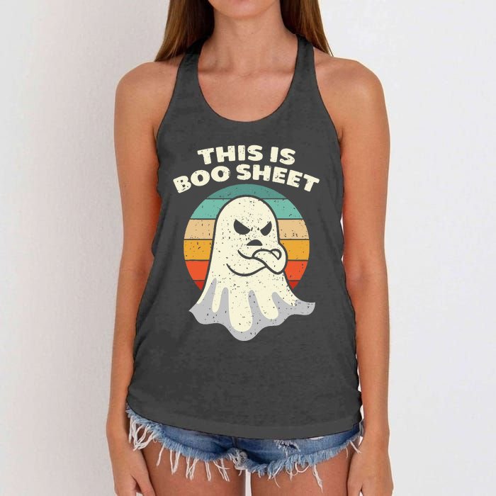 This Is Boo Sheet Ghost Retro Halloween Costume Men Women Women's Knotted Racerback Tank