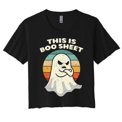 This Is Boo Sheet Ghost Retro Halloween Costume Men Women Women's Crop Top Tee