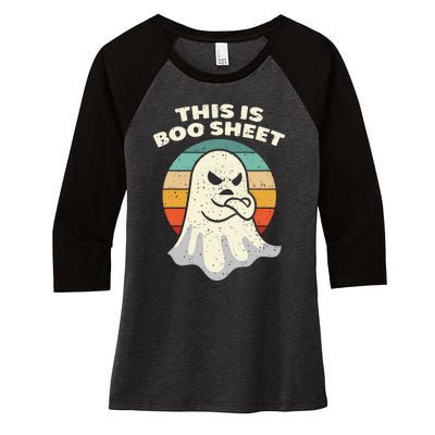 This Is Boo Sheet Ghost Retro Halloween Costume Men Women Women's Tri-Blend 3/4-Sleeve Raglan Shirt