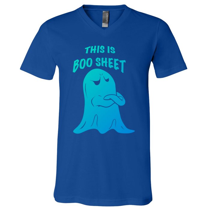 This Is Boo Sheet Funny Halloween Ghost Costume Gift V-Neck T-Shirt