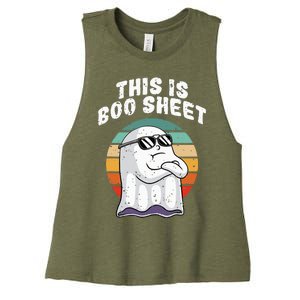 This Is Boo Sheet Funny Halloween Costume Ghost Pun Humor Women's Racerback Cropped Tank