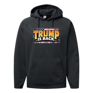 Trump Is Back Patriotic Design With American Flag 2024 47 Performance Fleece Hoodie