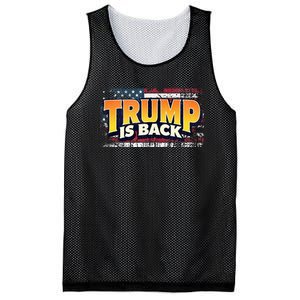 Trump Is Back Patriotic Design With American Flag 2024 47 Mesh Reversible Basketball Jersey Tank