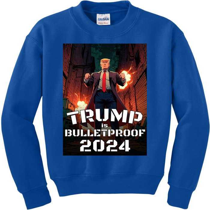 Trump Is Bulletproof 2024 Fight! Fight! Fight! Gift Kids Sweatshirt