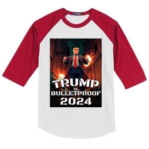 Trump Is Bulletproof 2024 Fight! Fight! Fight! Gift Kids Colorblock Raglan Jersey