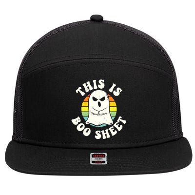 This Is Boo Sheet Ghost Retro Ghost Halloween 7 Panel Mesh Trucker Snapback Hat