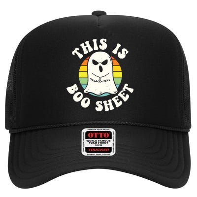 This Is Boo Sheet Ghost Retro Ghost Halloween High Crown Mesh Back Trucker Hat