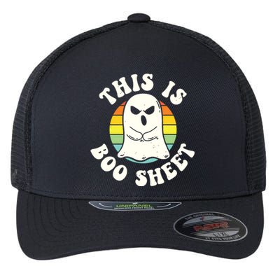 This Is Boo Sheet Ghost Retro Ghost Halloween Flexfit Unipanel Trucker Cap