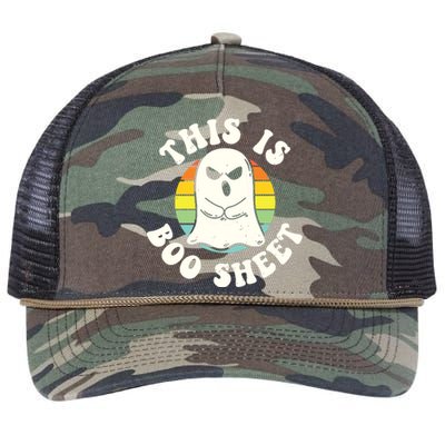 This Is Boo Sheet Ghost Retro Ghost Halloween Retro Rope Trucker Hat Cap