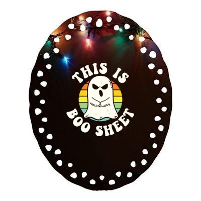 This Is Boo Sheet Ghost Retro Ghost Halloween Ceramic Oval Ornament