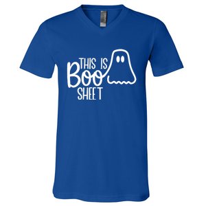 This Is Boo Sheet Ghost Funny Halloween Costume Gift V-Neck T-Shirt