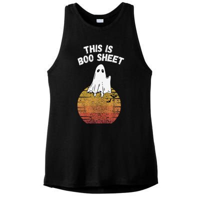 This Is Boo Sheet Ghost Retro Halloween Easy Costume Ladies PosiCharge Tri-Blend Wicking Tank