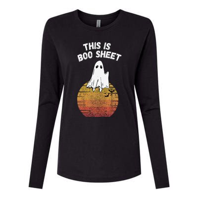 This Is Boo Sheet Ghost Retro Halloween Easy Costume Womens Cotton Relaxed Long Sleeve T-Shirt