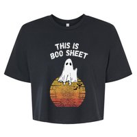 This Is Boo Sheet Ghost Retro Halloween Easy Costume Bella+Canvas Jersey Crop Tee