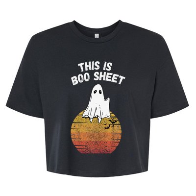 This Is Boo Sheet Ghost Retro Halloween Easy Costume Bella+Canvas Jersey Crop Tee