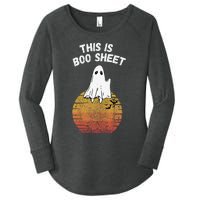 This Is Boo Sheet Ghost Retro Halloween Easy Costume Women's Perfect Tri Tunic Long Sleeve Shirt