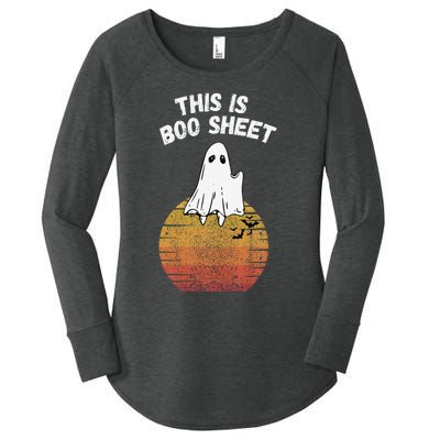 This Is Boo Sheet Ghost Retro Halloween Easy Costume Women's Perfect Tri Tunic Long Sleeve Shirt