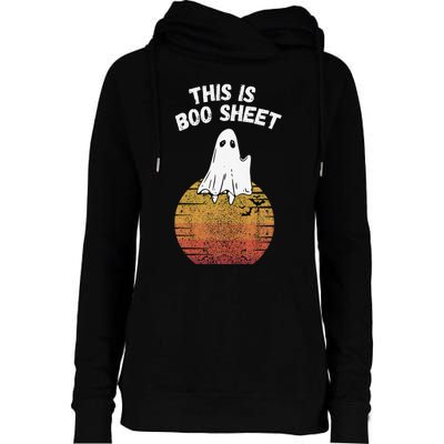 This Is Boo Sheet Ghost Retro Halloween Easy Costume Womens Funnel Neck Pullover Hood