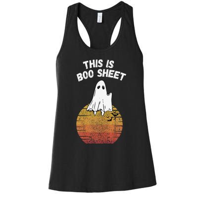 This Is Boo Sheet Ghost Retro Halloween Easy Costume Women's Racerback Tank