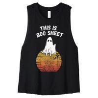 This Is Boo Sheet Ghost Retro Halloween Easy Costume Women's Racerback Cropped Tank