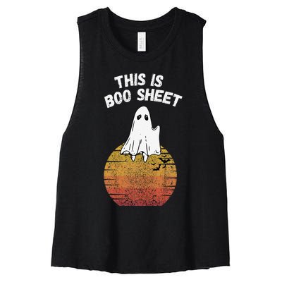 This Is Boo Sheet Ghost Retro Halloween Easy Costume Women's Racerback Cropped Tank