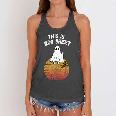 This Is Boo Sheet Ghost Retro Halloween Easy Costume Women's Knotted Racerback Tank