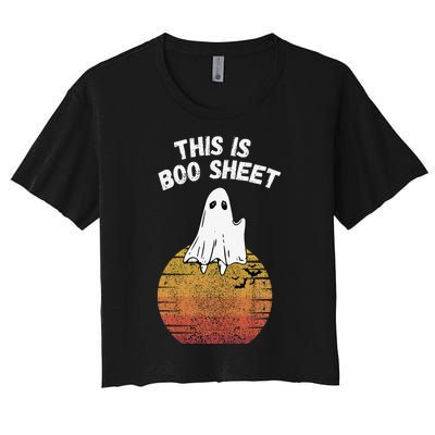 This Is Boo Sheet Ghost Retro Halloween Easy Costume Women's Crop Top Tee