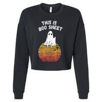 This Is Boo Sheet Ghost Retro Halloween Easy Costume Cropped Pullover Crew