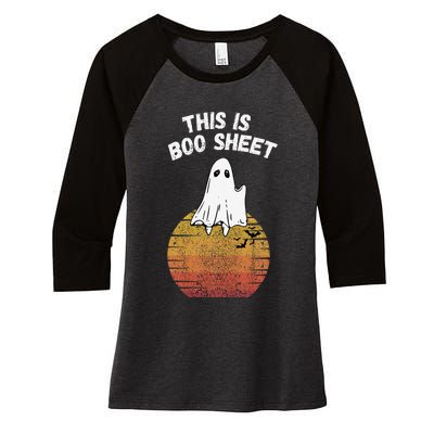 This Is Boo Sheet Ghost Retro Halloween Easy Costume Women's Tri-Blend 3/4-Sleeve Raglan Shirt