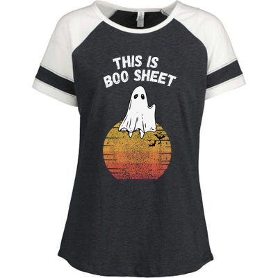 This Is Boo Sheet Ghost Retro Halloween Easy Costume Enza Ladies Jersey Colorblock Tee